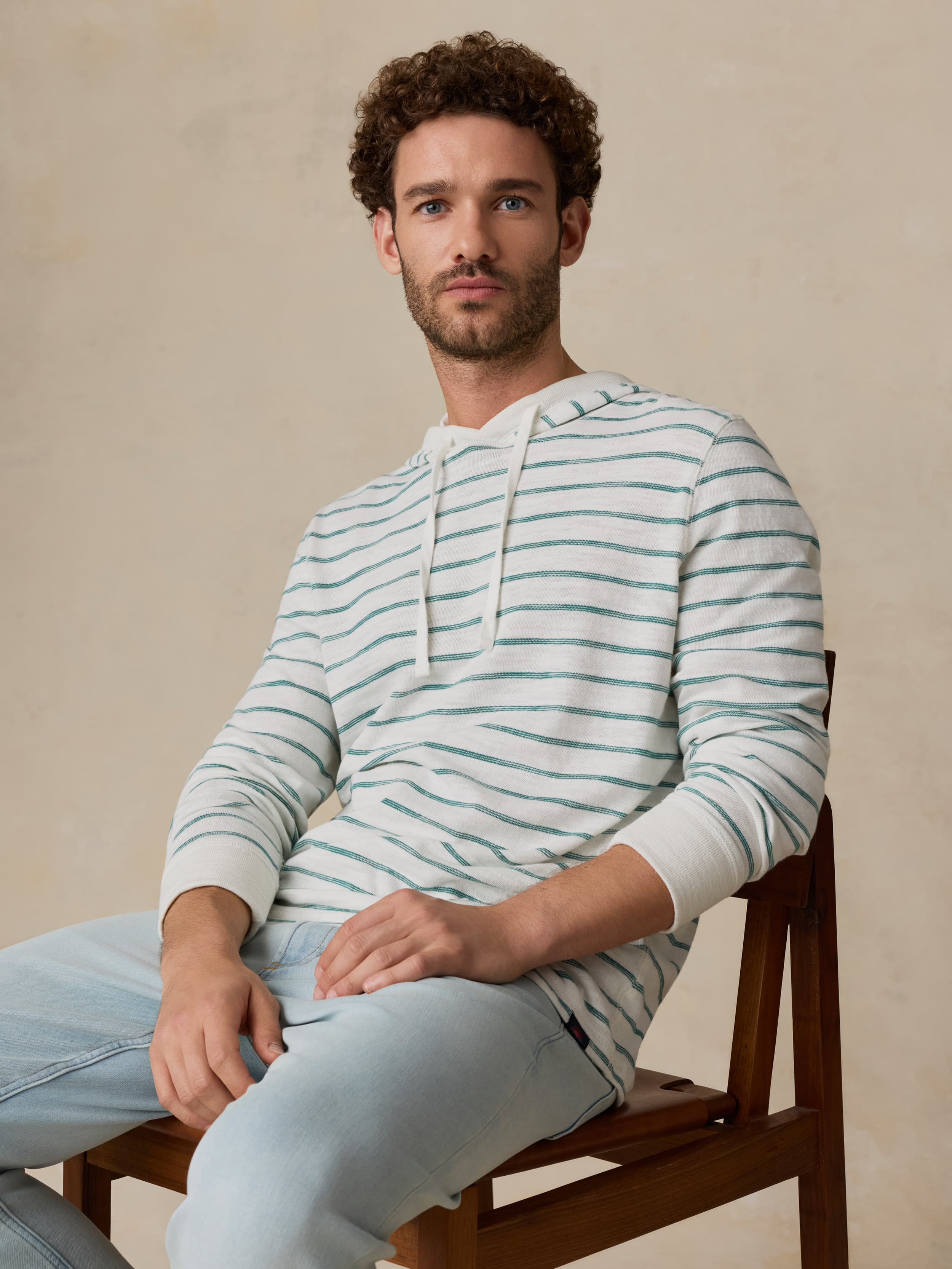 Sunwashed Organic Hoodie - White Biscayne Stripe - Image 2