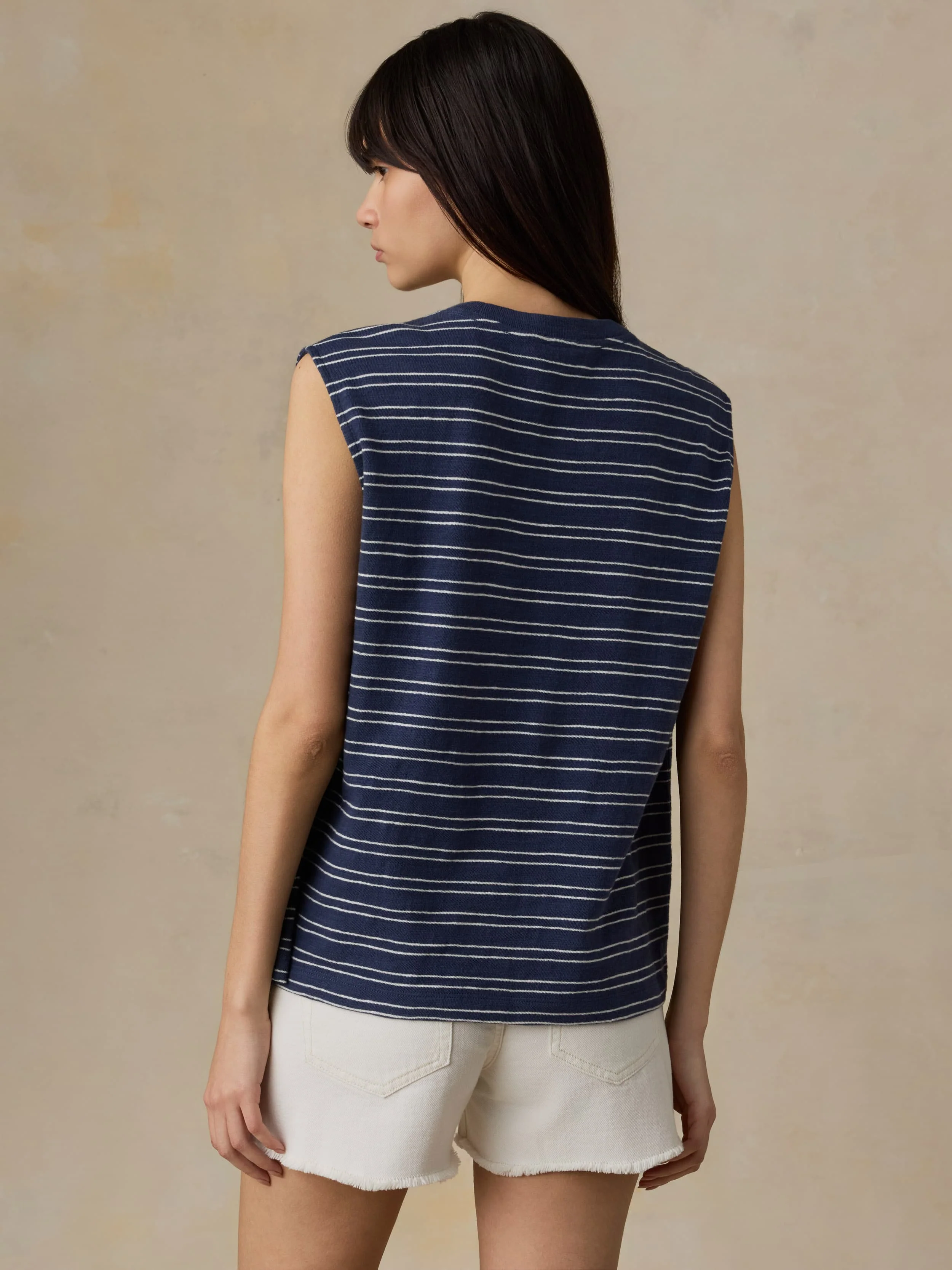 Sunwashed Organic Muscle Tank - Mood Indigo Stripe - Image 5