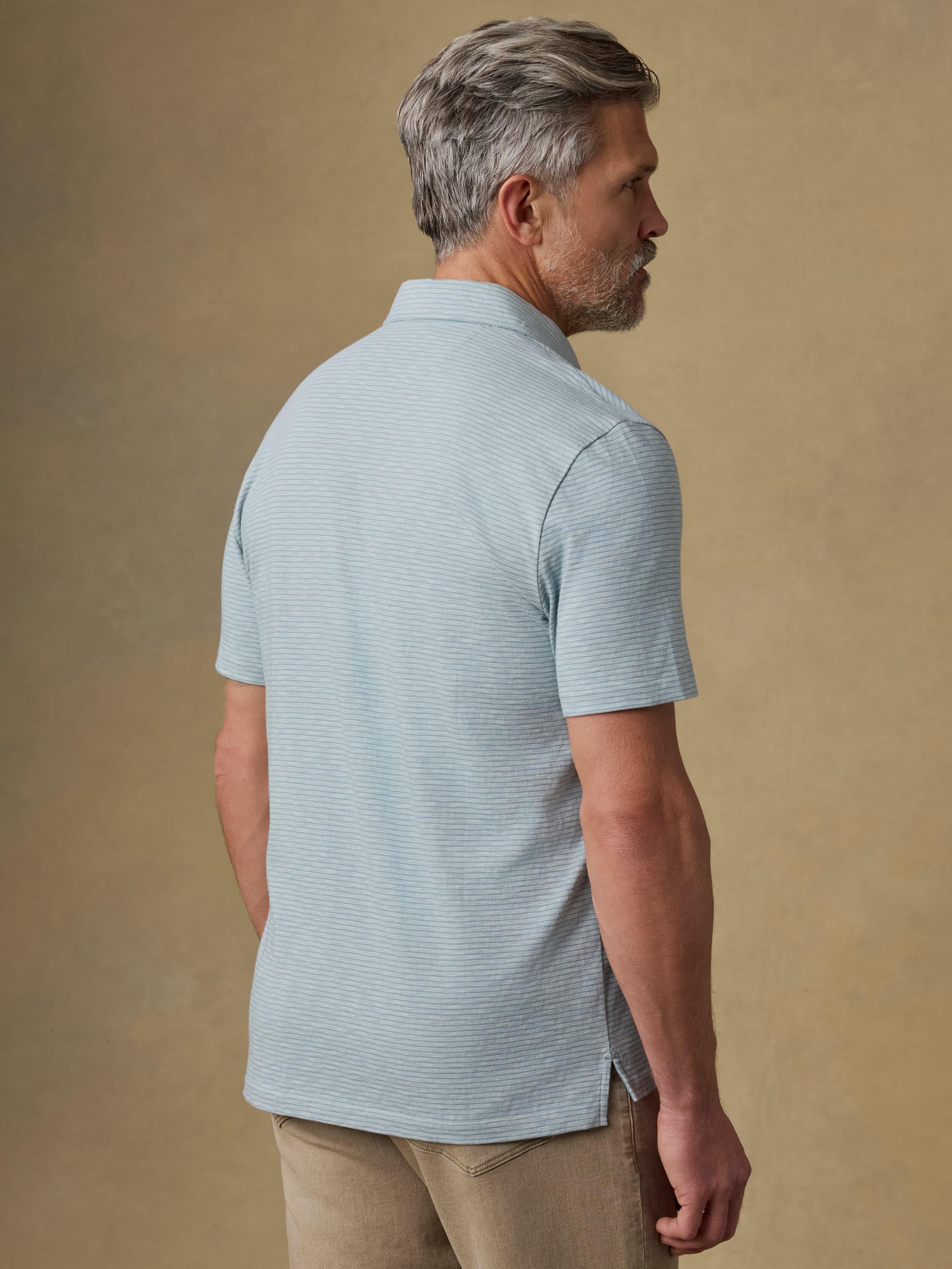 Sunwashed T-Shirt Polo - Dune Stripe Mist - Image 3
