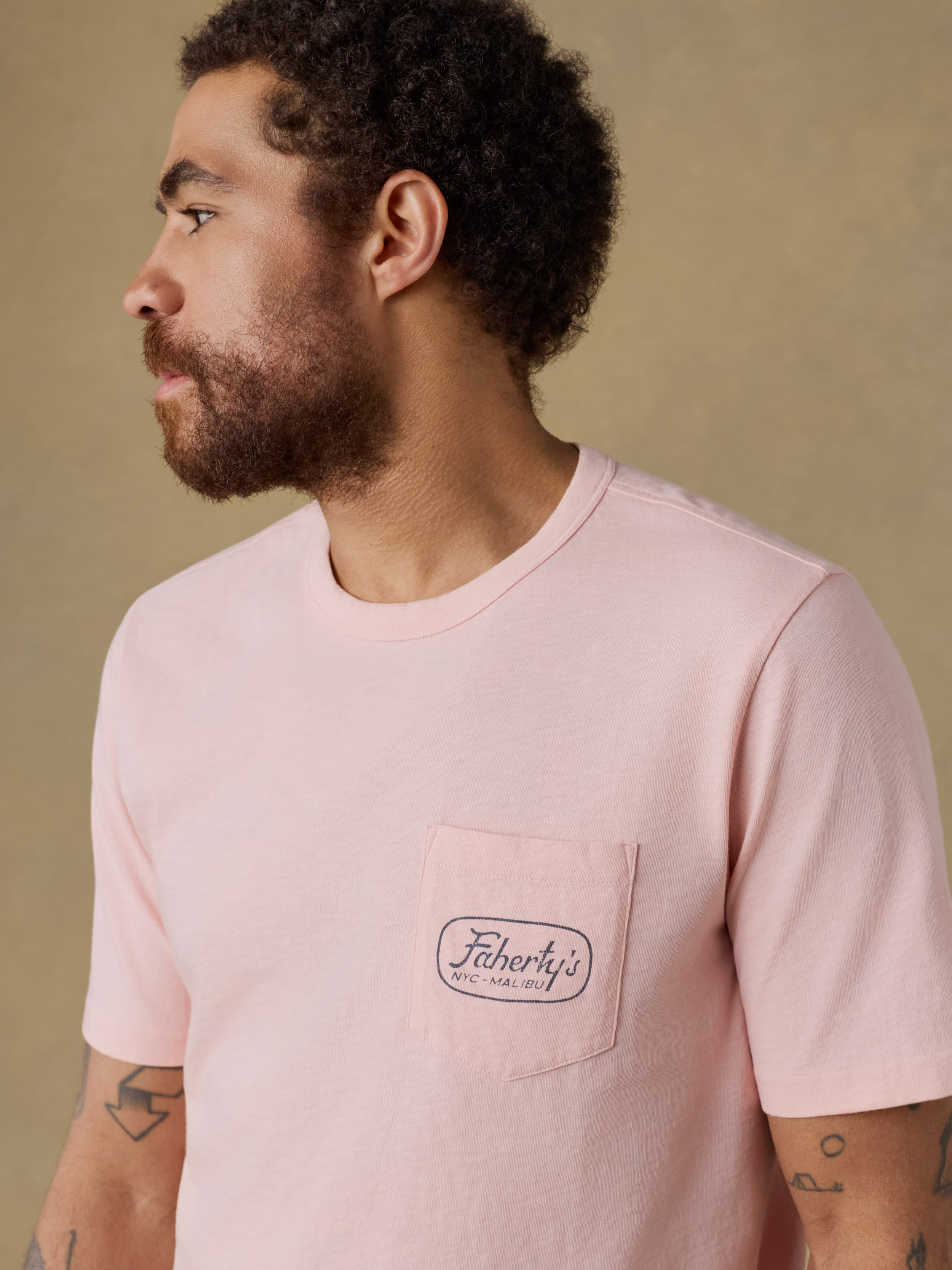 Surf Shop Sunwashed Regenerative Pocket Tee - Pink Sand - Image 2