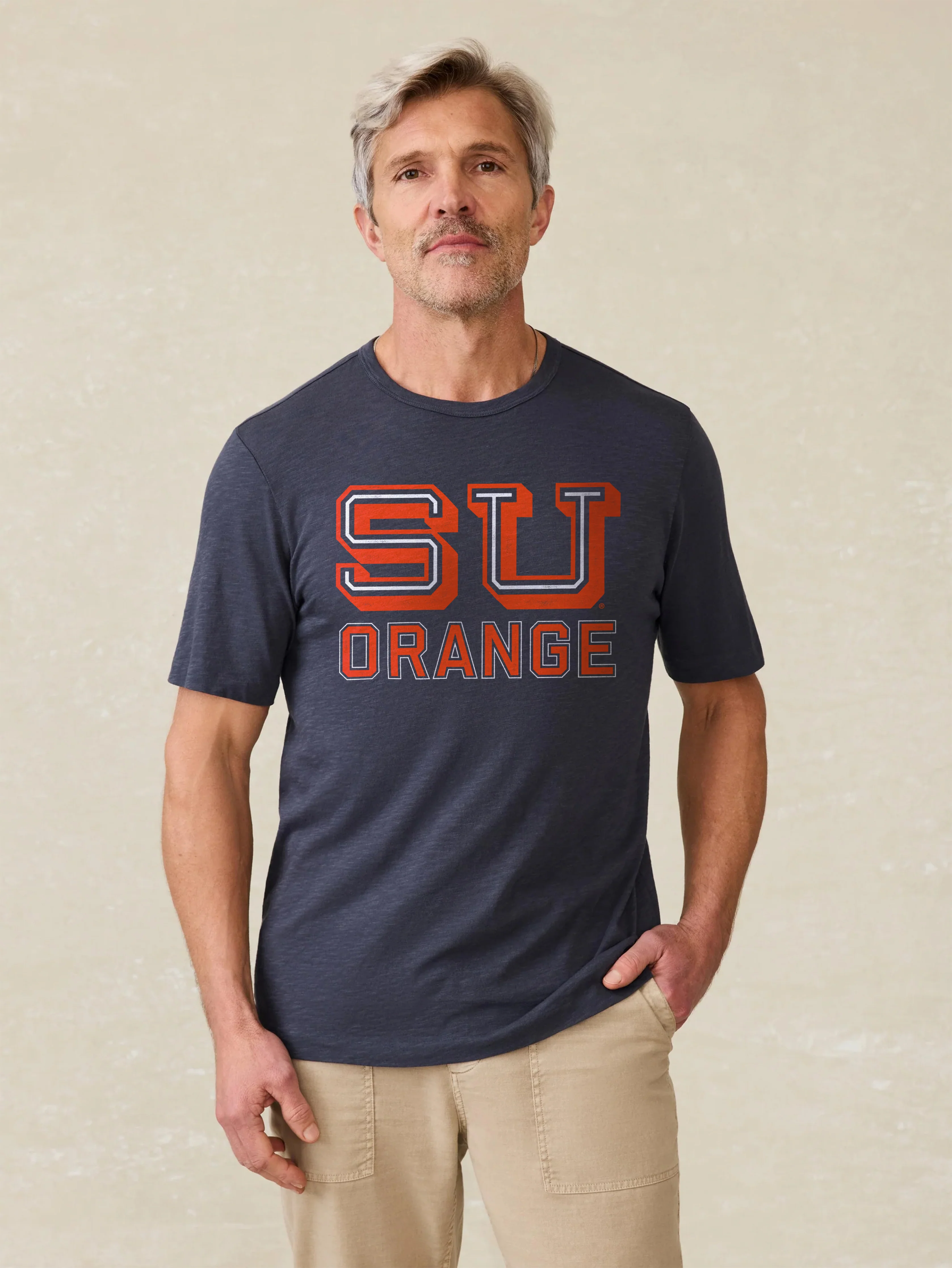 Syracuse University Sunwashed Regenerative Tee - Dune Navy
