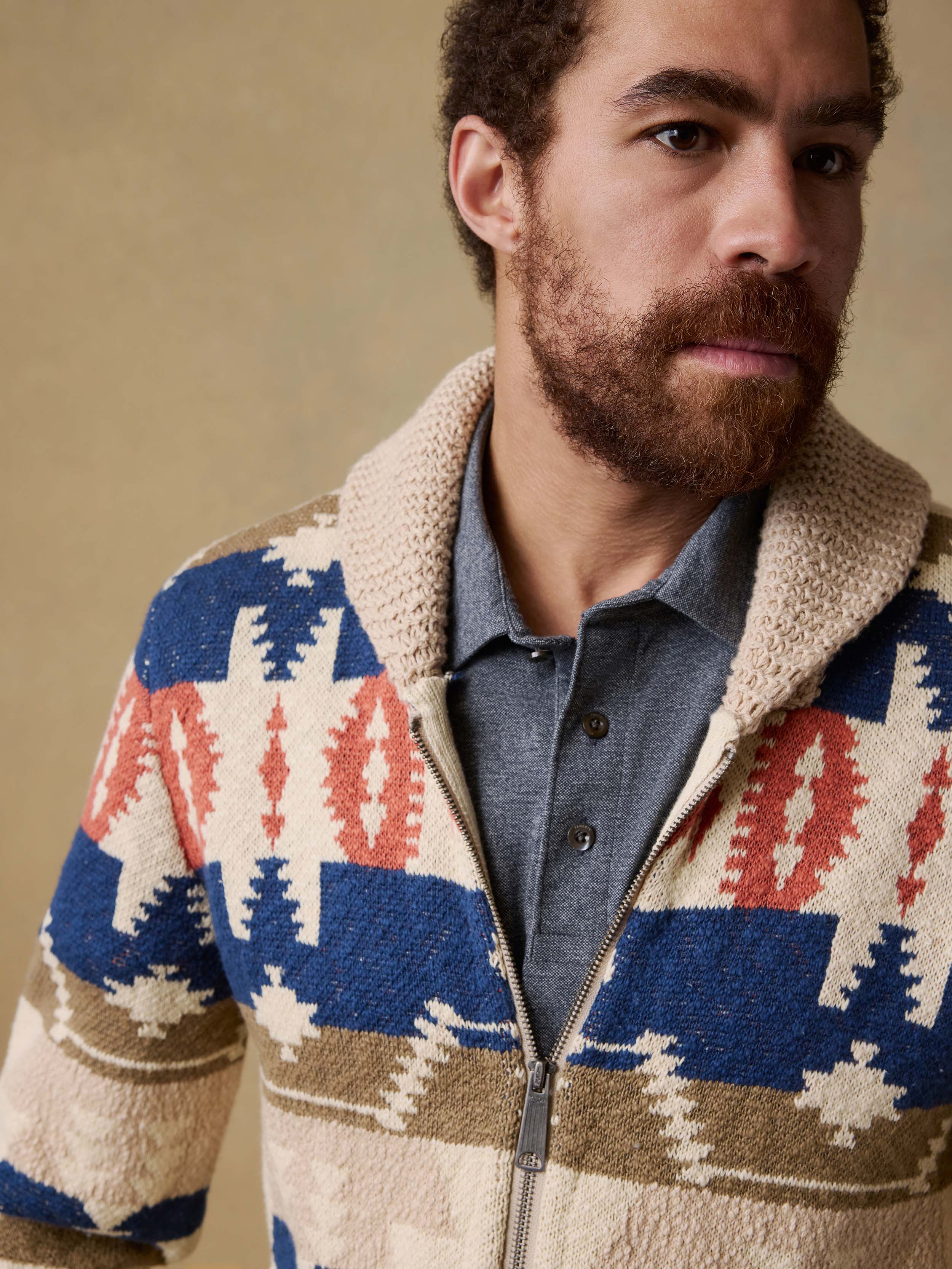 Thunder Voice Eagle Cardigan - Sand Four Eagles - Image 5