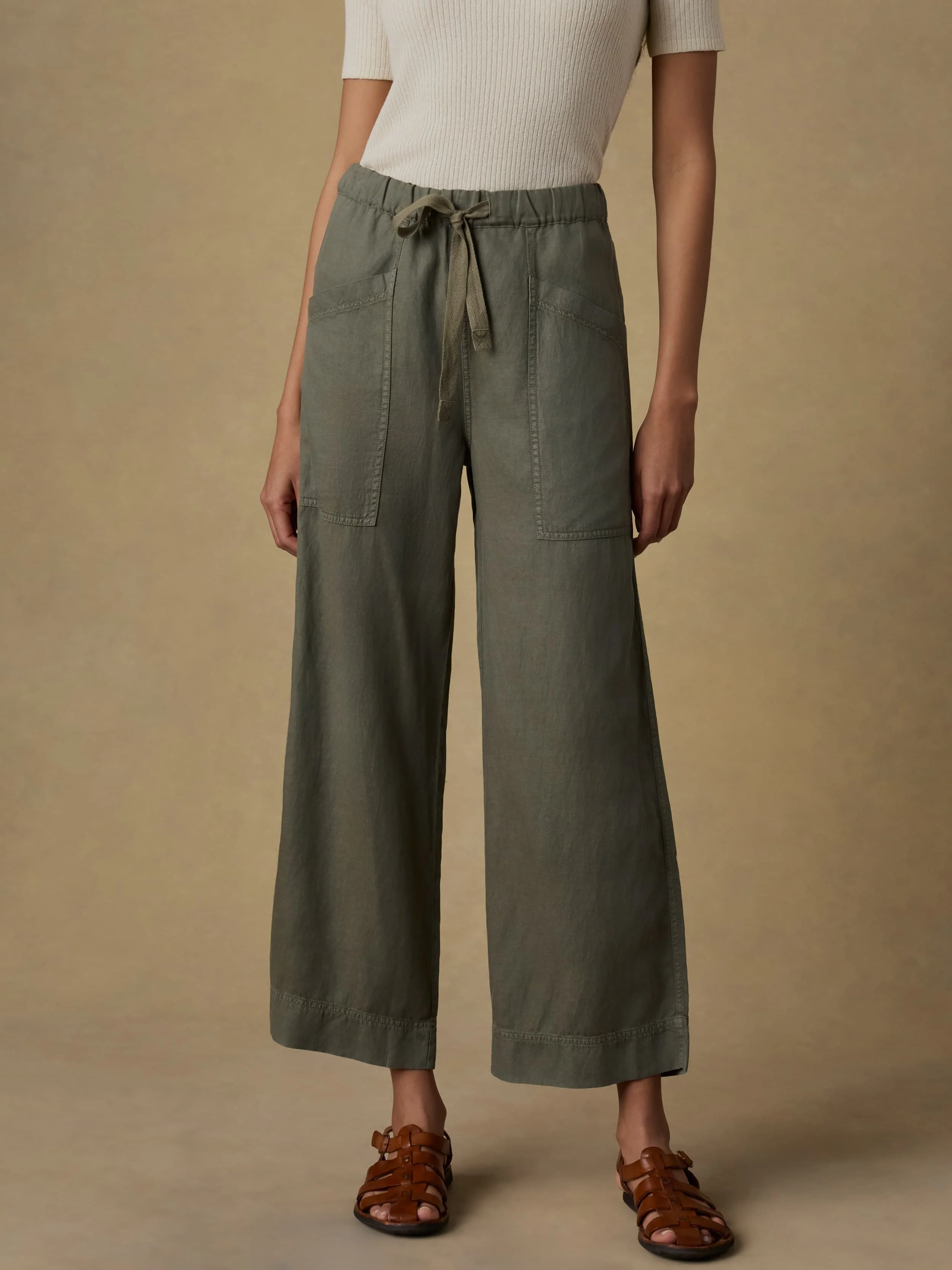 Topanga Drape Ankle Pant - Thyme - Image 3