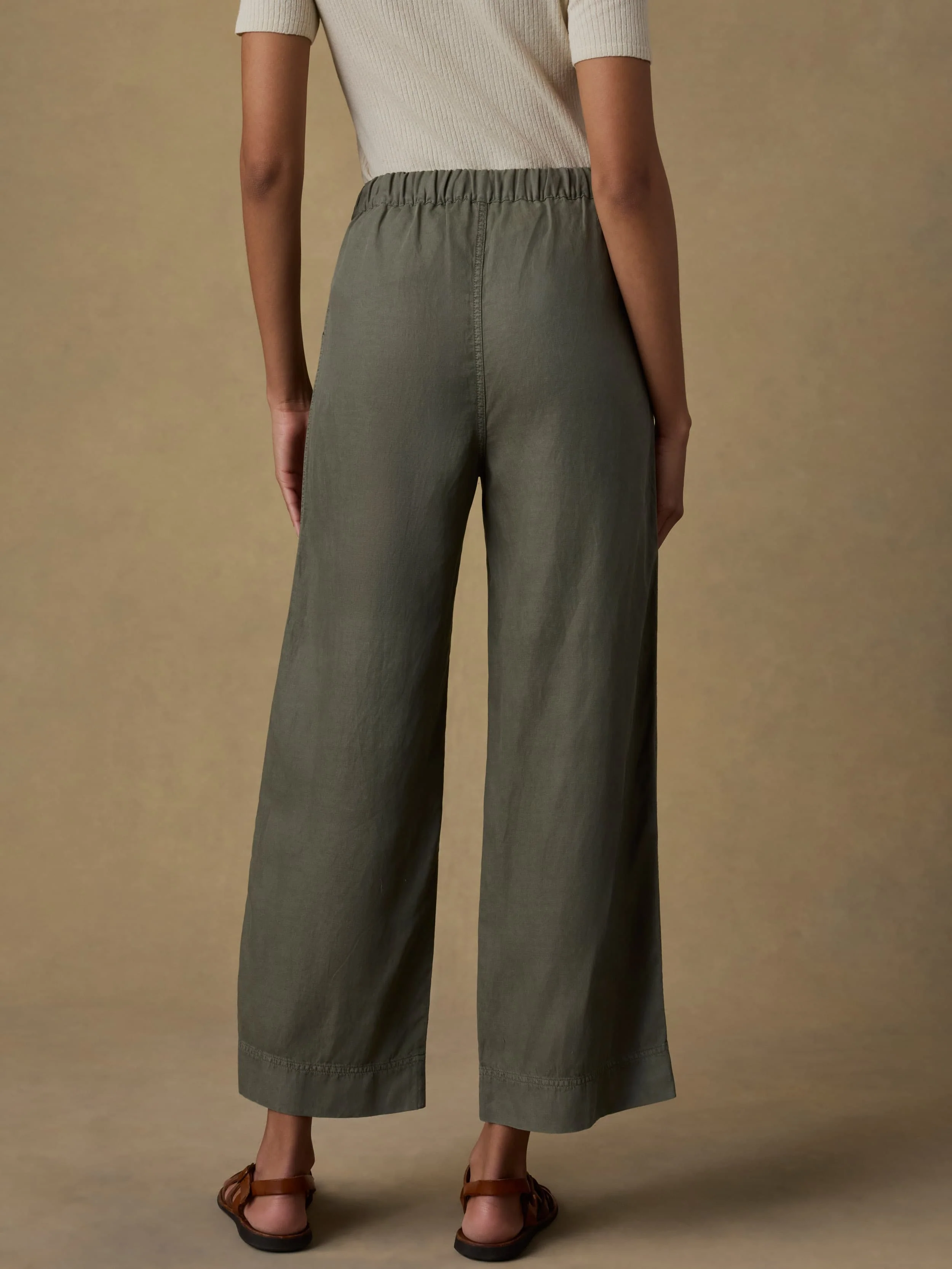 Topanga Drape Ankle Pant - Thyme - Image 4
