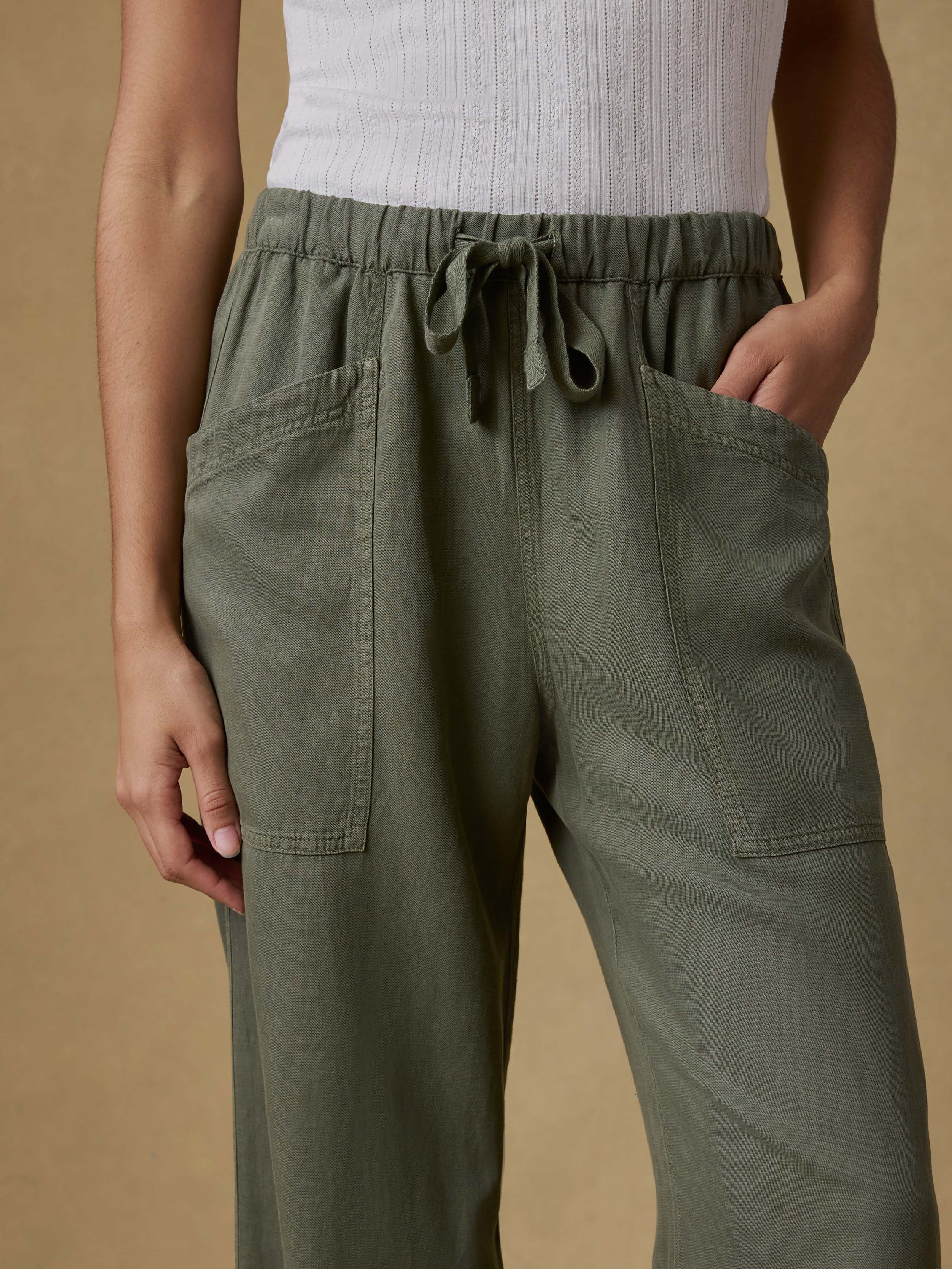 Topanga Drape Pant - Thyme - Image 5