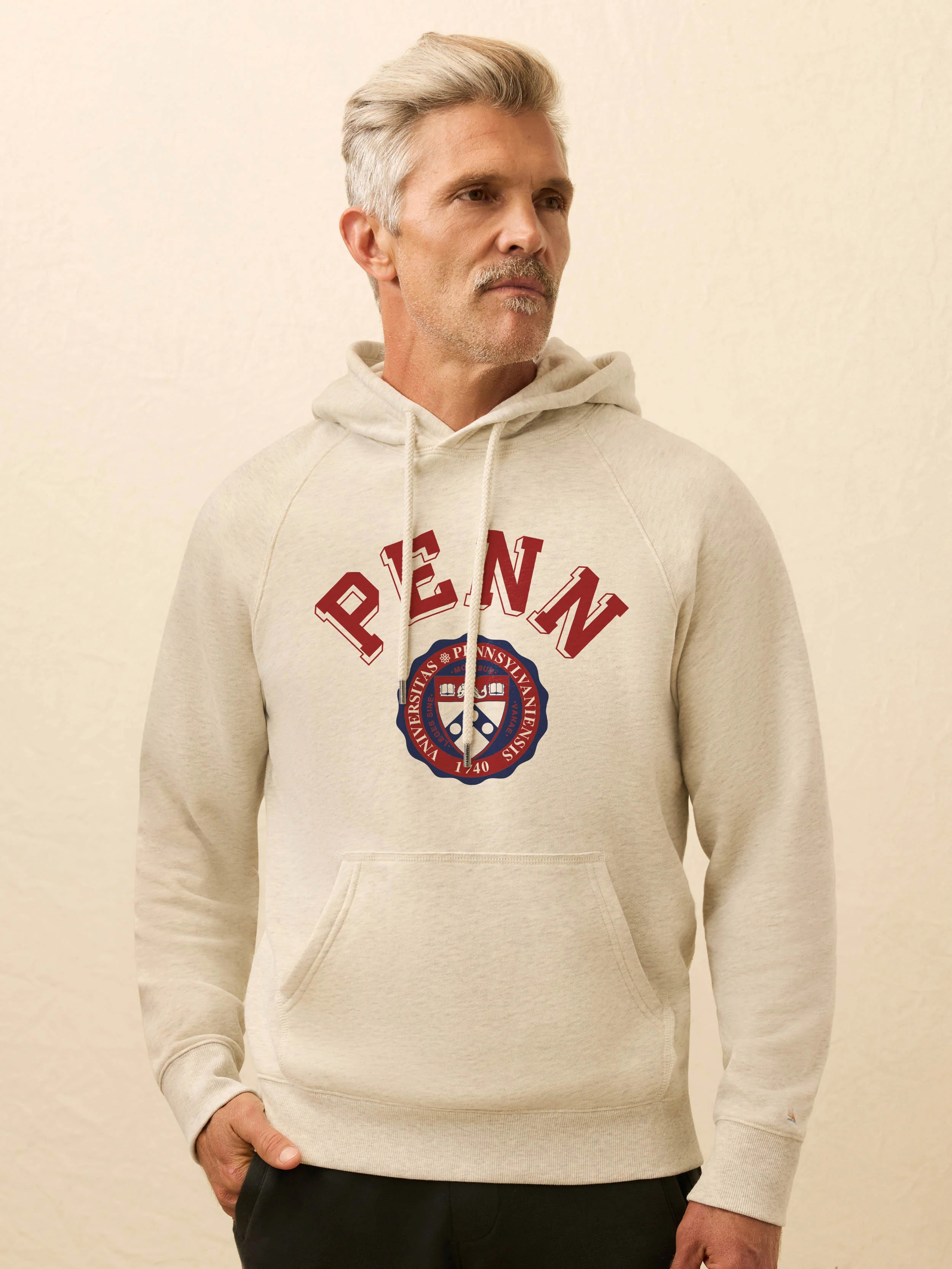 University of Pennsylvania High Standard Fleece Hoodie - Antique Ivory Heather - Image 3
